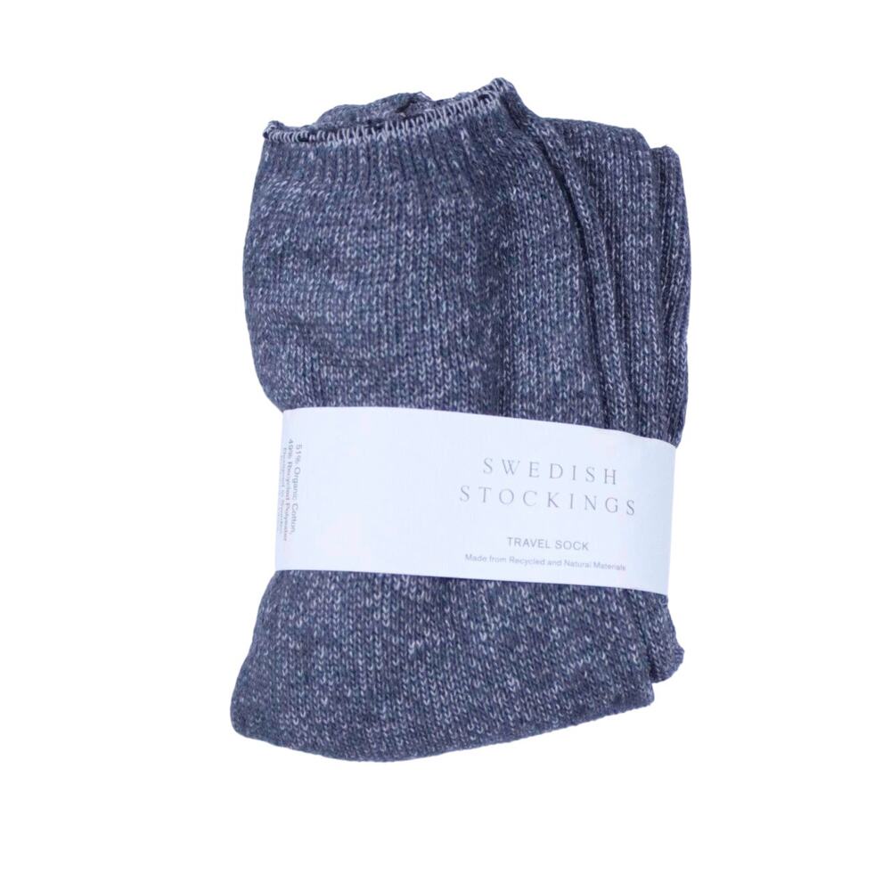 Swedish stockings travel sock organic cotton One Size Marled Grey NWT
